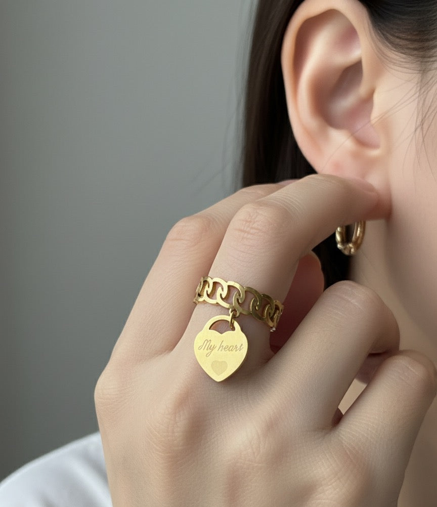 My heart gold plated ring