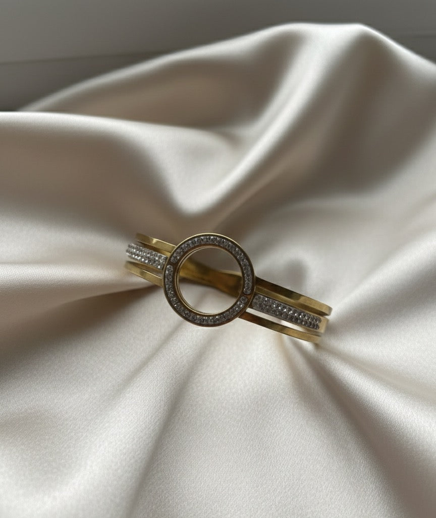 Round 3 layer gold plated bangle