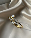 Double heart gold plated bangle