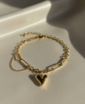 Heart multi chain gold plated bracelet