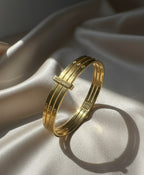 3 band solid gold plated bangle