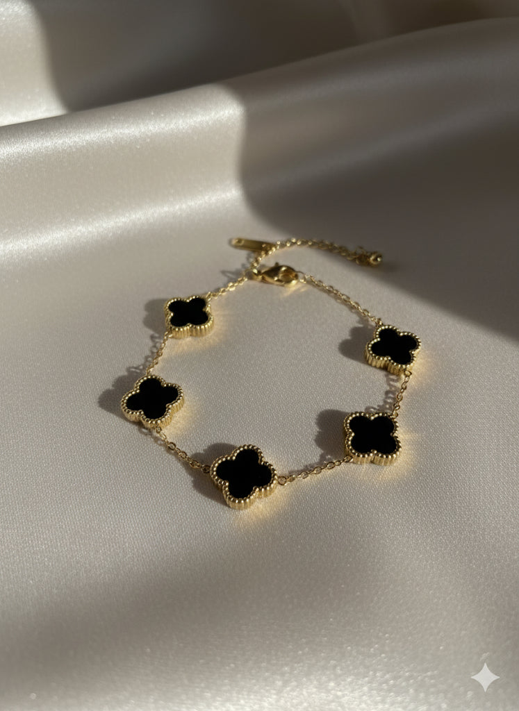 Black clover gold plated bracelet