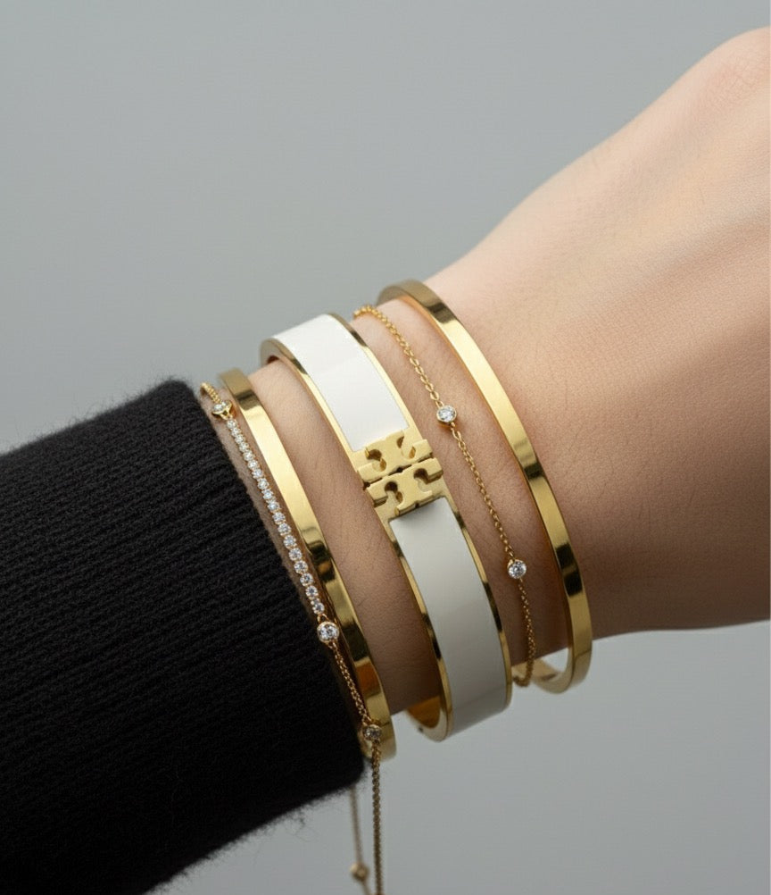White Tory Burch kira bangle