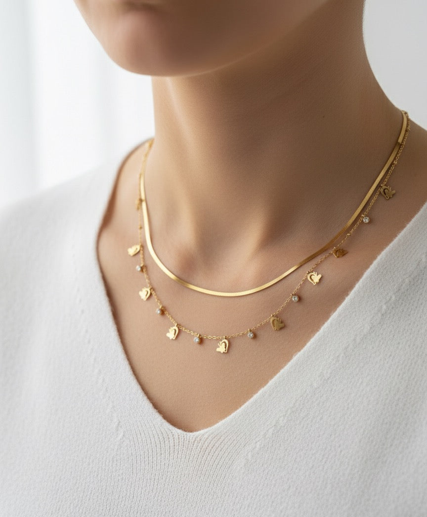 Iris double layer gold plated necklace