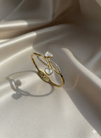 Double heart gold plated bangle
