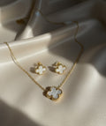 White clover necklace with earrings