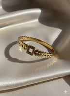 Lavender leaf gold plated bangle