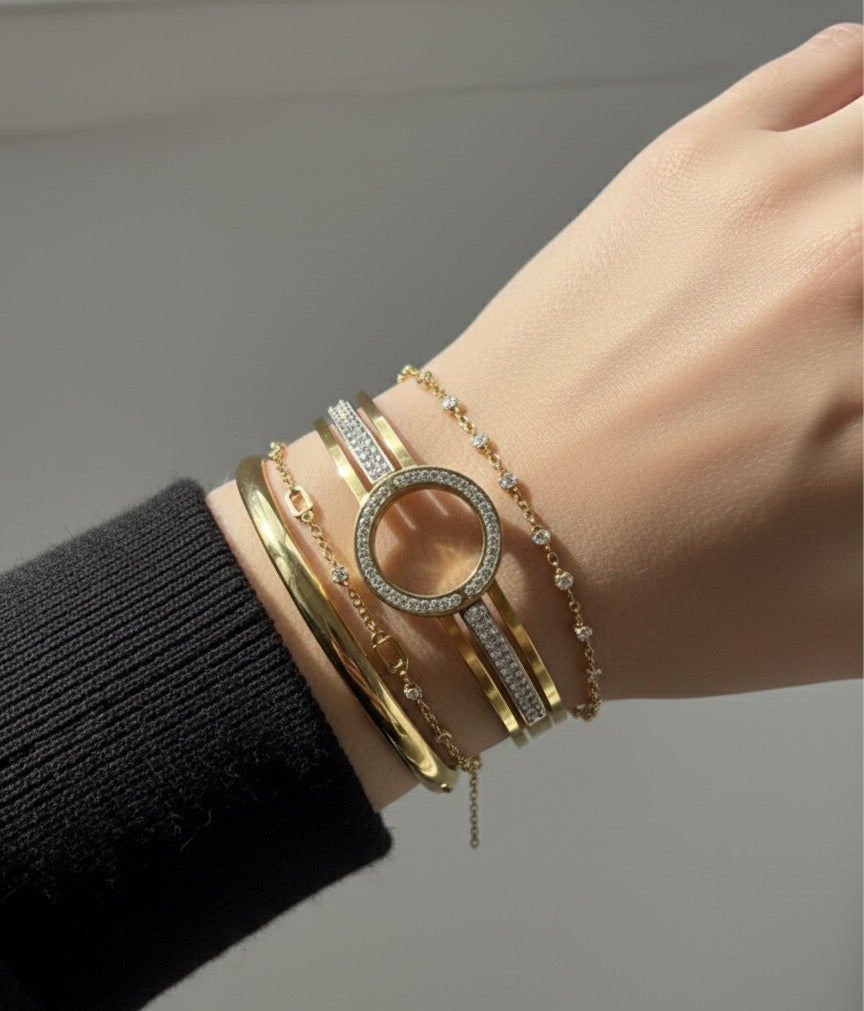 Round 3 layer gold plated bangle