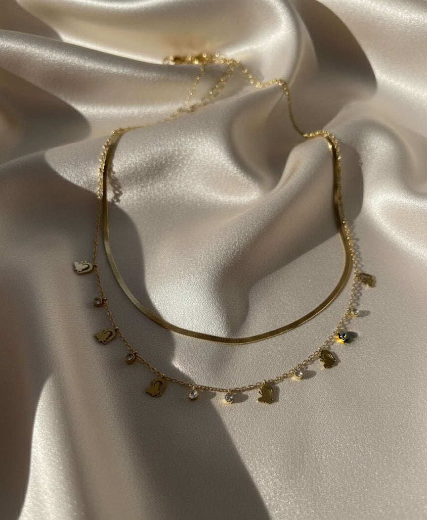 Iris double layer gold plated necklace