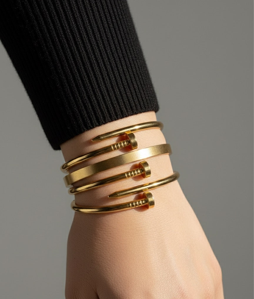 Gold plated nail bangle
