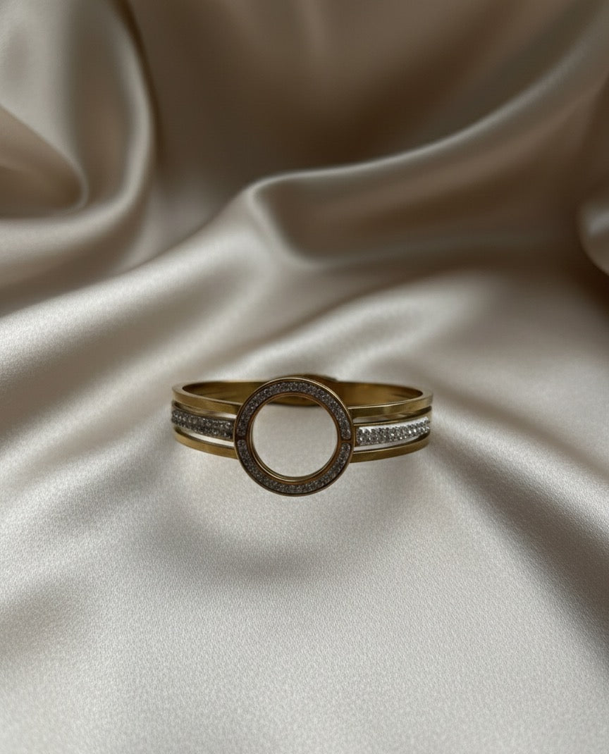 Round 3 layer gold plated bangle