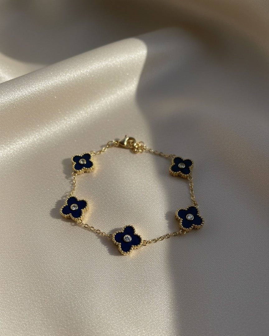 Black clover gold plated bracelet