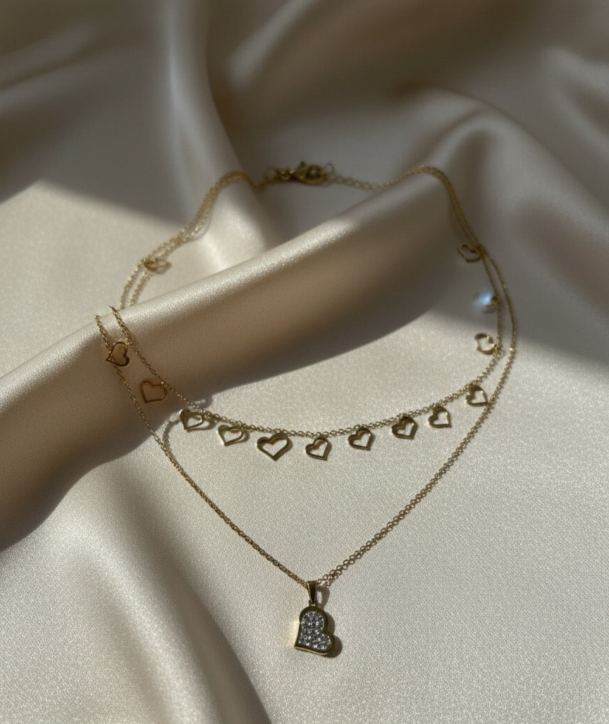 Heart  double layer necklace
