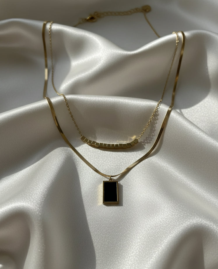 Black amber  double layer necklace