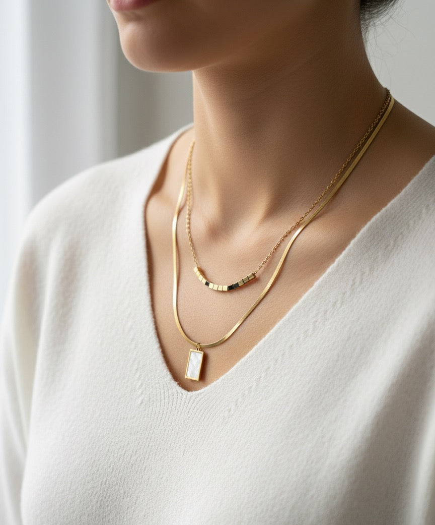 Amber double layer necklace