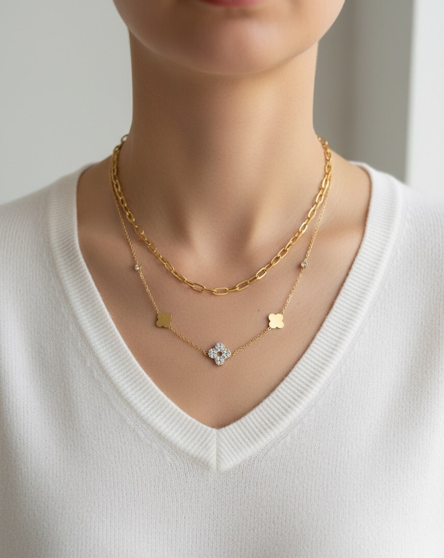 Daisy double layer necklace