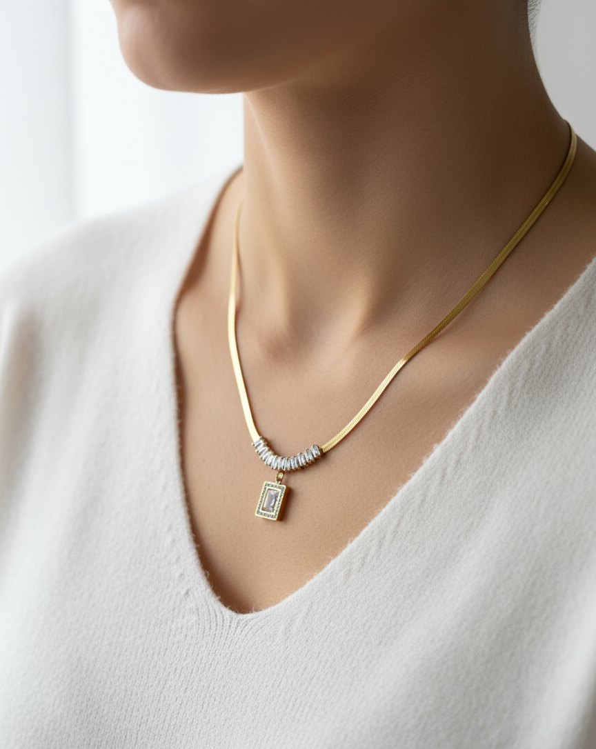 Orchid gold plated necklace